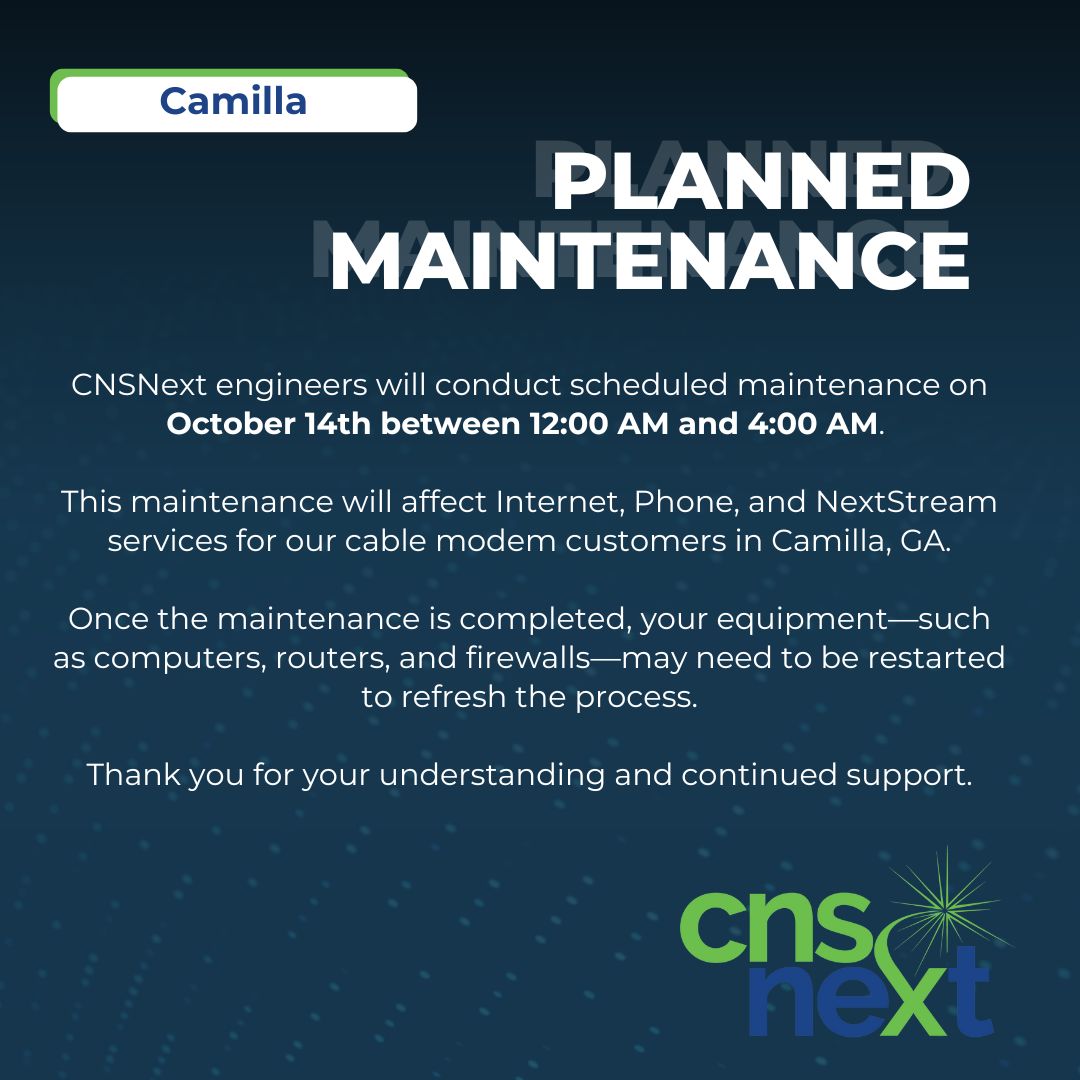 Photo for CNSNext Planned Maintenance